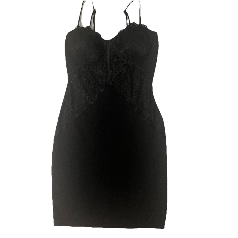 Blashe Dress Corset Women's Size Small Black Bodycon Lace Accent Padded EUC